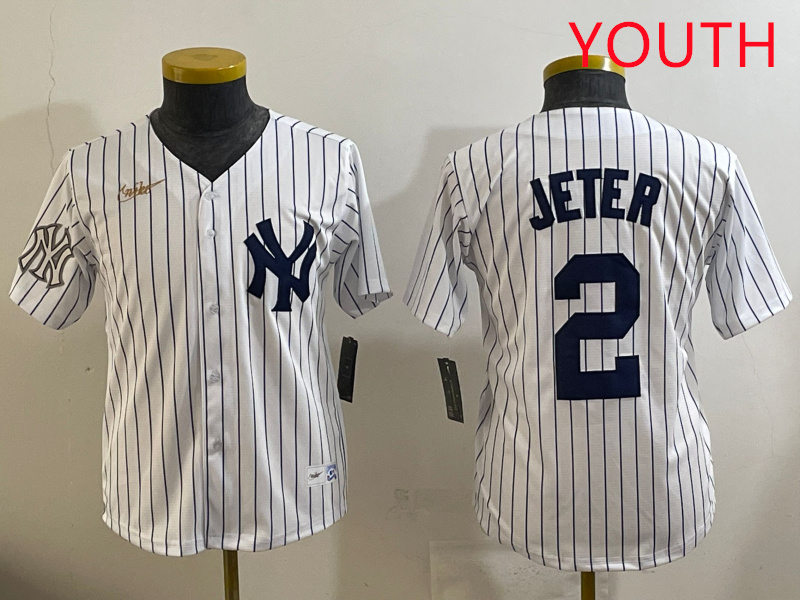 Youth New York Yankees #2 Jeter White 2025 Nike MLB jersey style 4->youth mlb jersey->Youth Jersey